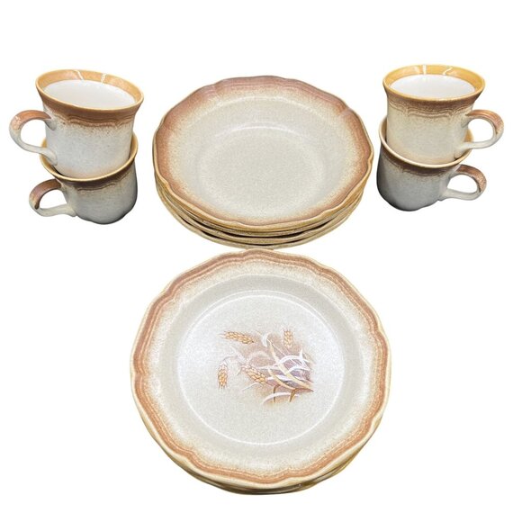 Mikasa Whole Wheat E8000 8.5" Oven To Table Dinnerware 4 Bowls Cups Plates Japan - Picture 16 of 16